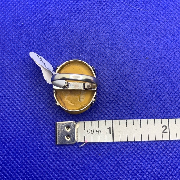 Bright Yellow Mookaite Ring, .925 Sterling Silver Overlay, Size 6.75 - Picture 13 of 13